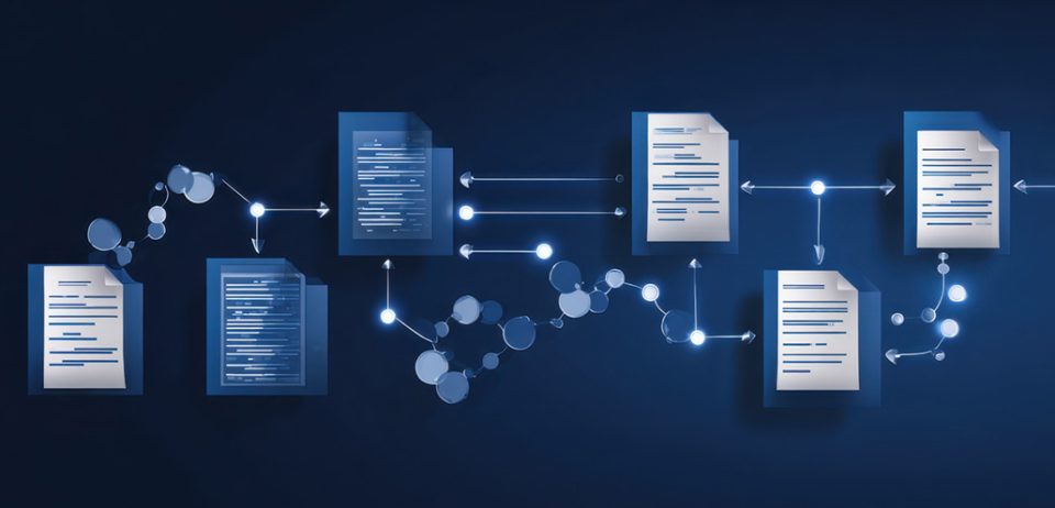 Graphic workflow where datum moves in a remote chain synchronize